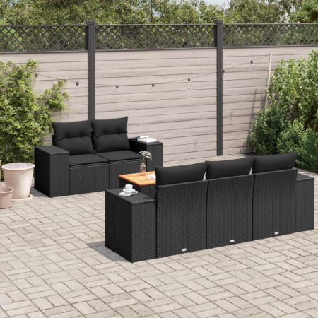 Set de sofás de jardín 6 piezas y cojines ratán sintético negro de , Conjuntos de jardín - Ref: Foro24-3257658, Precio: 452,3...