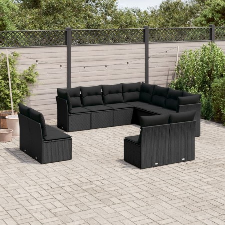 Set de sofás de jardín 11 pzas y cojines ratán sintético negro de , Conjuntos de jardín - Ref: Foro24-3249654, Precio: 657,37...