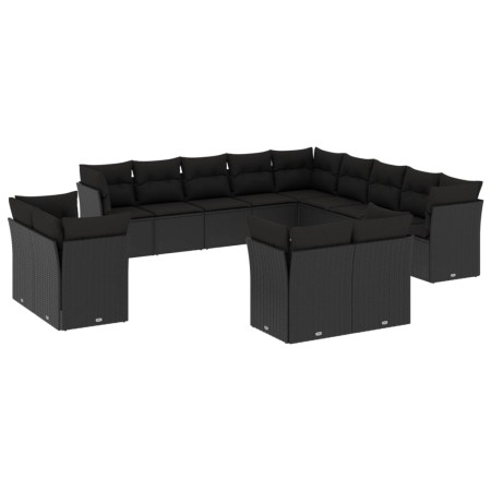 Set de sofás de jardín y cojines 13 pzas ratán sintético negro de , Conjuntos de jardín - Ref: Foro24-3250384, Precio: 951,19...