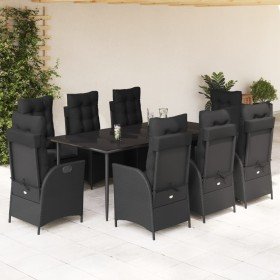 Set de comedor de jardín 9 pzas y cojines ratán sintético negro en Conjuntos de jardín | Comprar online en Foru.es