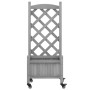 Jardinera con enrejado y ruedas madera maciza de abeto gris de , Maceteros y jardineras - Ref: Foro24-3207645, Precio: 58,71 ...