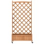Jardinera con enrejado y ruedas madera maciza de abeto marrón de , Maceteros y jardineras - Ref: Foro24-3207653, Precio: 167,...