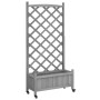 Jardinera con enrejado y ruedas madera maciza de abeto gris de , Maceteros y jardineras - Ref: Foro24-3207651, Precio: 102,21...