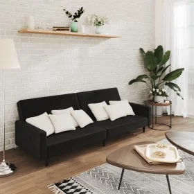 Sofá cama de 2 plazas terciopelo negro de , Sofás - Ref: Foro24-375740, Precio: 259,18 €, Descuento: %