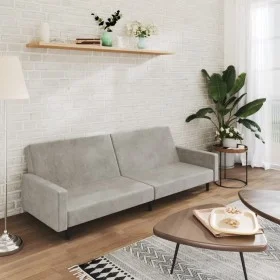 Sofá cama de 2 plazas terciopelo gris claro de , Sofás - Ref: Foro24-375737, Precio: 262,82 €, Descuento: %