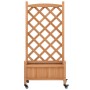 Jardinera con enrejado y ruedas madera maciza de abeto marrón de , Maceteros y jardineras - Ref: Foro24-3207647, Precio: 84,6...