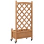 Jardinera con enrejado y ruedas madera maciza de abeto marrón de , Maceteros y jardineras - Ref: Foro24-3207647, Precio: 84,6...