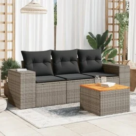Set de sofás de jardín 4 pzas y cojines ratán sintético gris de , Conjuntos de jardín - Ref: Foro24-3225318, Precio: 264,74 €...