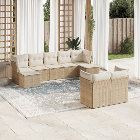 Set de sofás de jardín 9 pzas con cojines ratán sintético beige de , Conjuntos de jardín - Ref: Foro24-3218308, Precio: 572,8...