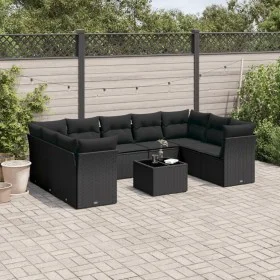 Set de sofás de jardín 10 pzas cojines ratán sintético negro de , Conjuntos de jardín - Ref: Foro24-3218135, Precio: 619,37 €...