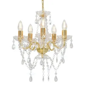 Lámpara de araña con cuentas de cristal dorado redonda 5 x E14 de vidaXL, Lámparas - Ref: Foro24-281602, Precio: 63,07 €, Des...
