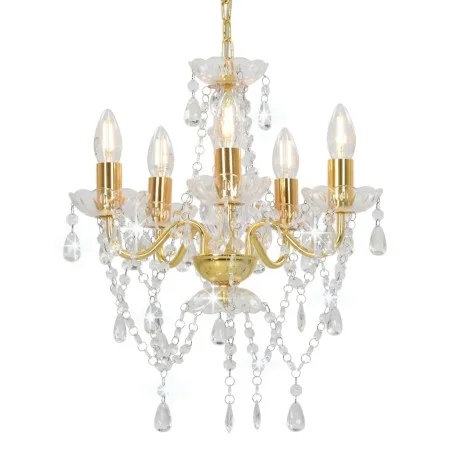 Lámpara de araña con cuentas de cristal dorado redonda 5 x E14 de vidaXL, Lámparas - Ref: Foro24-281602, Precio: 63,07 €, Des...
