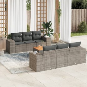 Set de sofás de jardín 7 piezas con cojines ratán PE gris de , Conjuntos de jardín - Ref: Foro24-3225339, Precio: 461,09 €, D...