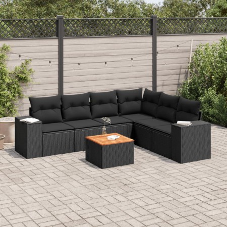 Set de comedor de jardín 7 pzas y cojines ratán sintético negro de , Conjuntos de jardín - Ref: Foro24-3225460, Precio: 479,6...