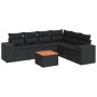 Set de comedor de jardín 7 pzas y cojines ratán sintético negro de , Conjuntos de jardín - Ref: Foro24-3225460, Precio: 479,6...