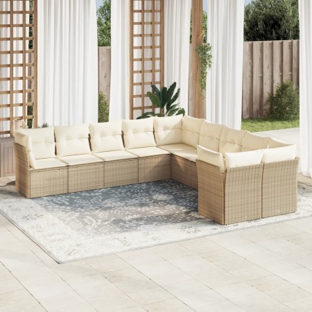 Juego de sofás jardín con cojines beige 10 pzas ratán sintético de , Conjuntos de jardín - Ref: Foro24-3218238, Precio: 645,8...