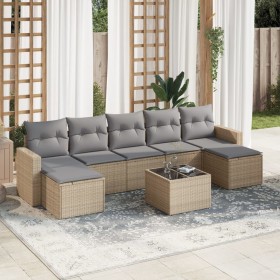 Juego de sofás de jardín con cojines beige 8 pzas ratán PE de , Conjuntos de jardín - Ref: Foro24-3219339, Precio: 435,95 €, ...