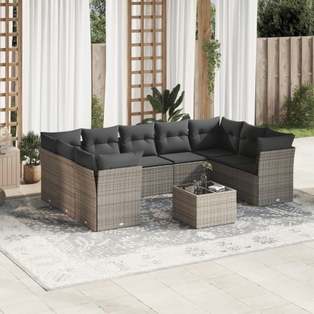 Set de sofás de jardín 10 pzas con cojines ratán sintético gris de , Conjuntos de jardín - Ref: Foro24-3218140, Precio: 570,3...