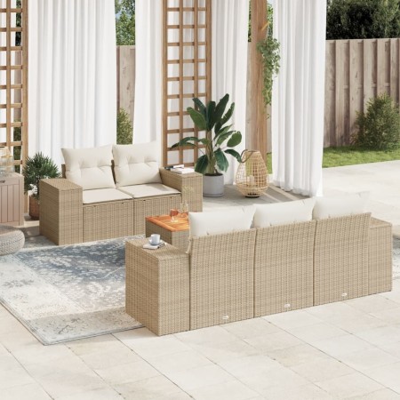Juego de sofás jardín con cojines 6 pzas ratán sintético beige de , Conjuntos de jardín - Ref: Foro24-3225330, Precio: 450,45...