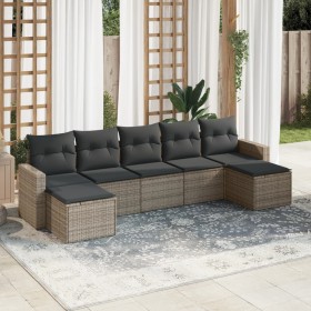 Set de sofás de jardín 7 piezas con cojines ratán PE gris de , Conjuntos de jardín - Ref: Foro24-3219330, Precio: 374,63 €, D...