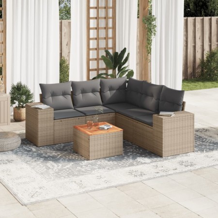 Juego de sofás jardín con cojines 6 pzas ratán sintético beige de , Conjuntos de jardín - Ref: Foro24-3225443, Precio: 384,49...