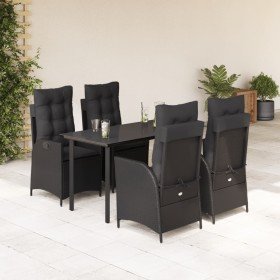 Set de muebles jardín 5 pzas con cojines ratán sintético negro en Conjuntos de jardín | Comprar online en Foru.es