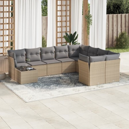 Juego de sofás jardín con cojines beige 10 pzas ratán sintético de , Conjuntos de jardín - Ref: Foro24-3218189, Precio: 574,1...