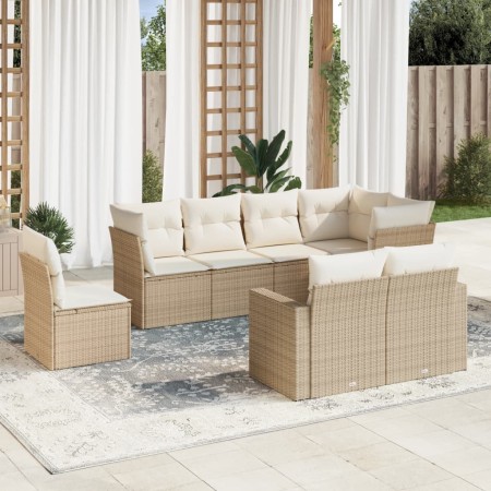 Juego de sofás de jardín con cojines beige 8 pzas ratán PE de , Conjuntos de jardín - Ref: Foro24-3219228, Precio: 564,26 €, ...