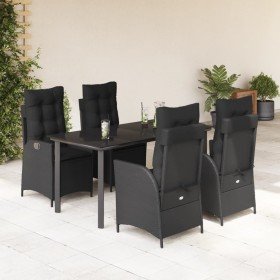 Set de muebles jardín 5 pzas con cojines ratán sintético negro en Conjuntos de jardín | Comprar online en Foru.es