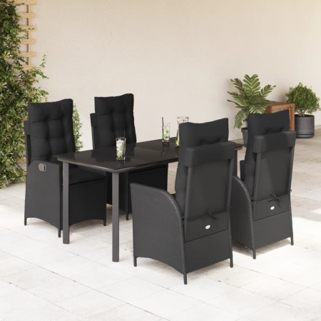 Set de muebles jardín 5 pzas con cojines ratán sintético negro en Conjuntos de jardín | Comprar online en Foru.es