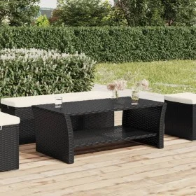 Black coffee table 100x50x40 cm synthetic rattan by , Coffee table - Ref: Foro24-319390, Price: 91,36 €, Discount: %