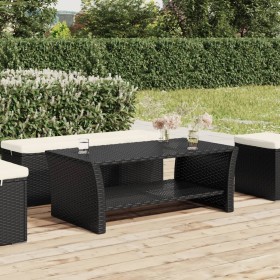 Mesa de centro negra 100x50x40 cm ratán sintético de , Mesas de centro - Ref: Foro24-319390, Precio: 86,01 €, Descuento: %