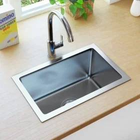 Fregadero de cocina hecho a mano acero inoxidable de vidaXL, Fregaderos - Ref: Foro24-145076, Precio: 139,03 €, Descuento: %