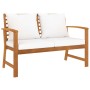 Banco de jardín con cojín crema madera maciza de acacia 120 cm de , Bancos de jardín - Ref: Foro24-318339, Precio: 174,63 €, ...