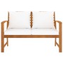 Banco de jardín con cojín crema madera maciza de acacia 120 cm de , Bancos de jardín - Ref: Foro24-318339, Precio: 174,63 €, ...