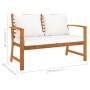 Banco de jardín con cojín crema madera maciza de acacia 120 cm de , Bancos de jardín - Ref: Foro24-318339, Precio: 174,63 €, ...