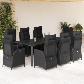 Set de comedor de jardín 9 pzas y cojines ratán sintético negro en Conjuntos de jardín | Comprar online en Foru.es