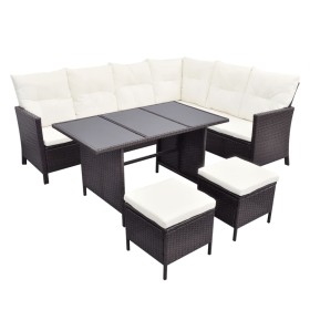 Set muebles de jardín 4 piezas y cojines ratán sintético marrón de , Conjuntos de jardín - Ref: Foro24-43105, Precio: 595,79 ...