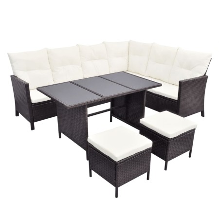 Set muebles de jardín 4 piezas y cojines ratán sintético marrón de , Conjuntos de jardín - Ref: Foro24-43105, Precio: 595,79 ...