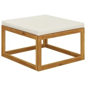 Reposapiés con cojín blanco crema madera maciza acacia de , Sofás modulares de exterior - Ref: Foro24-318558, Precio: 73,64 €...