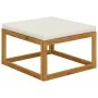 Reposapiés con cojín blanco crema madera maciza acacia de , Sofás modulares de exterior - Ref: Foro24-318558, Precio: 73,64 €...