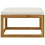 Reposapiés con cojín blanco crema madera maciza acacia de , Sofás modulares de exterior - Ref: Foro24-318558, Precio: 73,64 €...