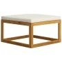 Reposapiés con cojín blanco crema madera maciza acacia de , Sofás modulares de exterior - Ref: Foro24-318558, Precio: 73,64 €...