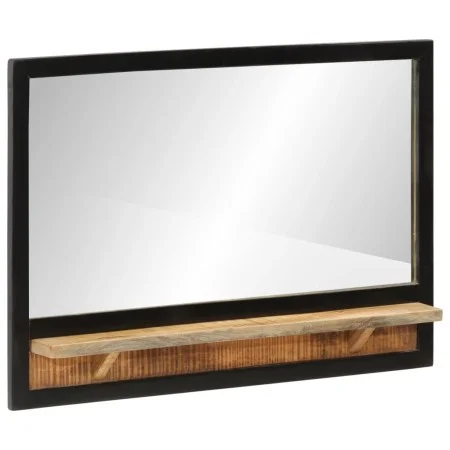 Espejo con estantes madera maciza de mango y vidrio 80x8x55 cm de , Espejos - Ref: Foro24-358579, Precio: 83,49 €, Descuento: %