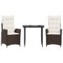Set comedor de jardín 3 piezas y cojines ratán sintético marrón en Conjuntos de jardín | Comprar online en Foru.es