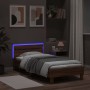Estructura de cama cabecero luces LED roble marrón 100x200 cm de , Camas y somieres - Ref: Foro24-838714, Precio: 123,50 €, D...