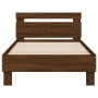Estructura de cama cabecero luces LED roble marrón 100x200 cm de , Camas y somieres - Ref: Foro24-838714, Precio: 123,50 €, D...