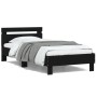 Estructura de cama con cabecero y luces LED negro 100x200 cm de , Camas y somieres - Ref: Foro24-838709, Precio: 127,23 €, De...
