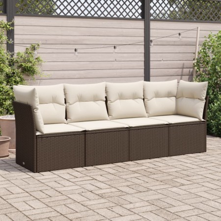 Set de sofás de jardín 4 pzas y cojines ratán sintético marrón de , Conjuntos de jardín - Ref: Foro24-3217233, Precio: 245,81...