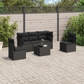 6-teiliges Gartensofa-Set und schwarze synthetische Rattankissen von , Gartensets - Ref: Foro24-3217355, Preis: 389,96 €, Rab...